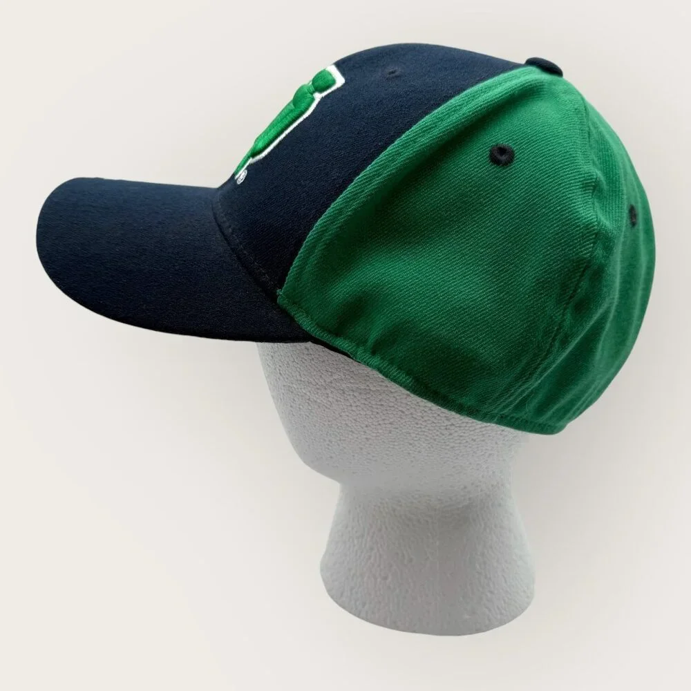 Notre Dame Fighting Irish Adidas Hat Green Navy Baseball Cap Size L-XL - Picture 2 of 8